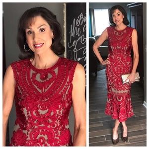 JS Collection soutache ribbon embroidered cocktail dress